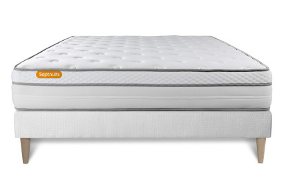 Ensemble Matelas Sommier 200x200 cm - Sommier Blanc (en kit) - Memo Luxe