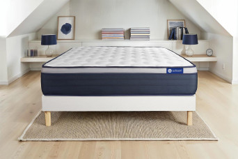 Ensemble Matelas Sommier 160x220 cm - Sommier Blanc (en kit) - Actimemo Max
