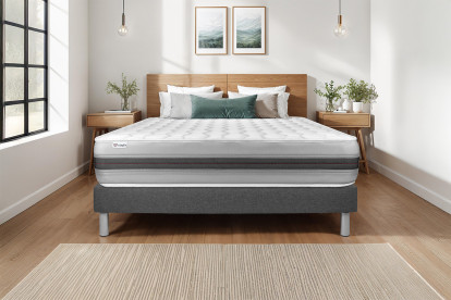 Ensemble Matelas Sommier 150x190 cm - Sommier Gris (en kit) - Vitalspring Recover