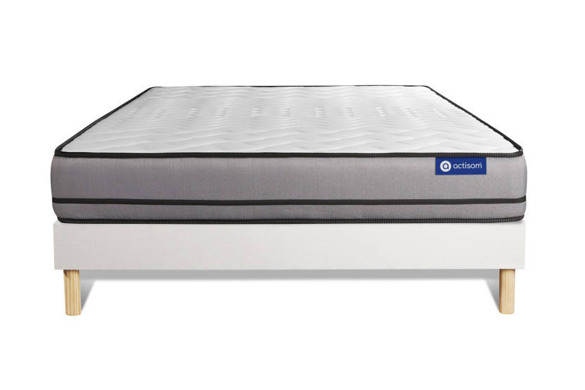Ensemble Matelas Sommier 130x190 cm - Sommier Blanc (en kit) - Actiflex Night