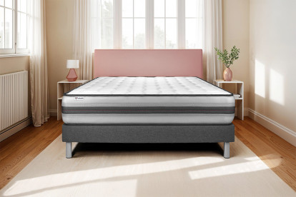 Ensemble Matelas Sommier 150x190 cm - Sommier Gris (en kit) - Vitalpower Recover