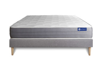 Ensemble Matelas Sommier 160x195 cm - Sommier Gris (en kit) - Actiflex Dream