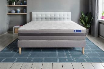 Ensemble Matelas Sommier 180x210 cm - Sommier Gris (en kit) - Actilatex Relax