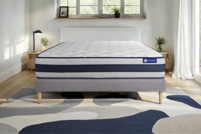 Ensemble Matelas Sommier 120x210 cm - Sommier Gris (en kit) - Actimemo Ergo