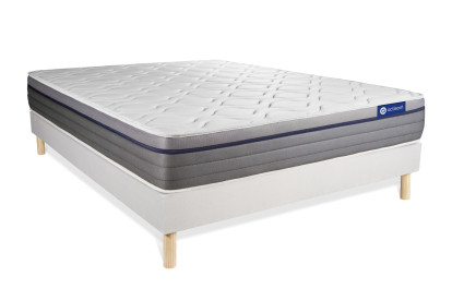 Ensemble Matelas Sommier 120x220 cm - Sommier Blanc (en kit) - ActiMemo Zen
