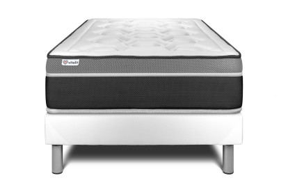 Ensemble Matelas Sommier 120x190 cm - Sommier Blanc (en kit) - Vital Care