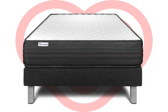 Ensemble Matelas Sommier 120x190 cm - Sommier Noir (en kit) - Vitalpower