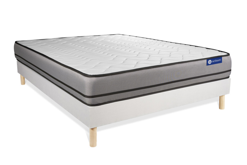Ensemble Matelas Sommier 130x190 cm - Sommier Blanc (en kit) - Actiflex Night