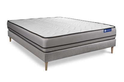 Ensemble Matelas Sommier 160x220 cm - Sommier Gris (en kit) - Actilatex Night