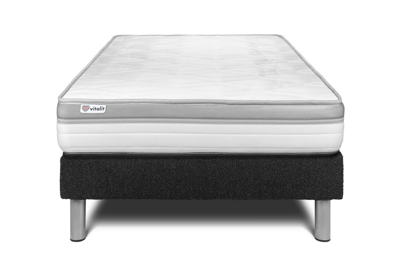 Ensemble Matelas Sommier 120x200 cm - Sommier Noir (en kit) - Vital Relax