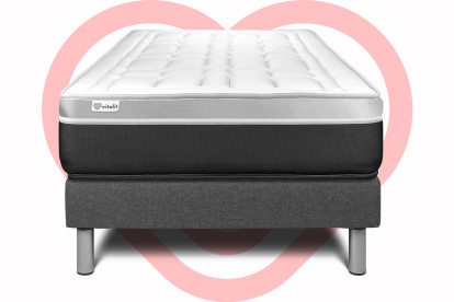 Ensemble Matelas Sommier 120x190 cm - Sommier Gris (en kit) - Vital Soft