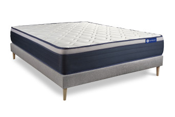 Ensemble Matelas Sommier 150x200 cm - Sommier Gris (en kit) - Actilatex Max