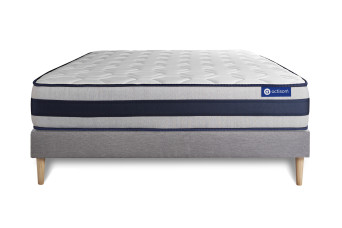 Ensemble Matelas Sommier 120x195 cm - Sommier Gris (en kit) - Actimemo Ergo