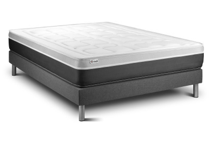 Ensemble Matelas Sommier 150x200 cm - Sommier Gris (en kit) - Vital Soft