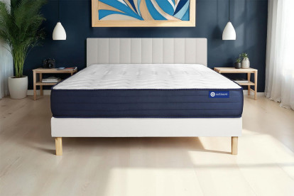 Ensemble Matelas Sommier 150x200 cm - Sommier Blanc (en kit) - Actiflex Life