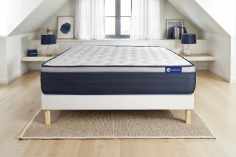 Ensemble Matelas Sommier 150x195 cm - Sommier Blanc (en kit) - Actiflex Max