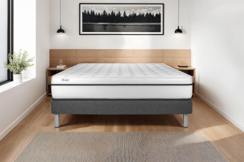 Ensemble Matelas Sommier 135x190 cm - Sommier Gris (en kit) - Vital Spa