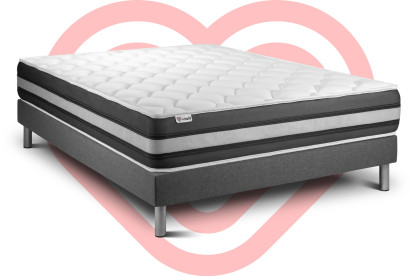 Ensemble Matelas Sommier 180x220 cm - Sommier Gris (en kit) - Vitalspring Zen
