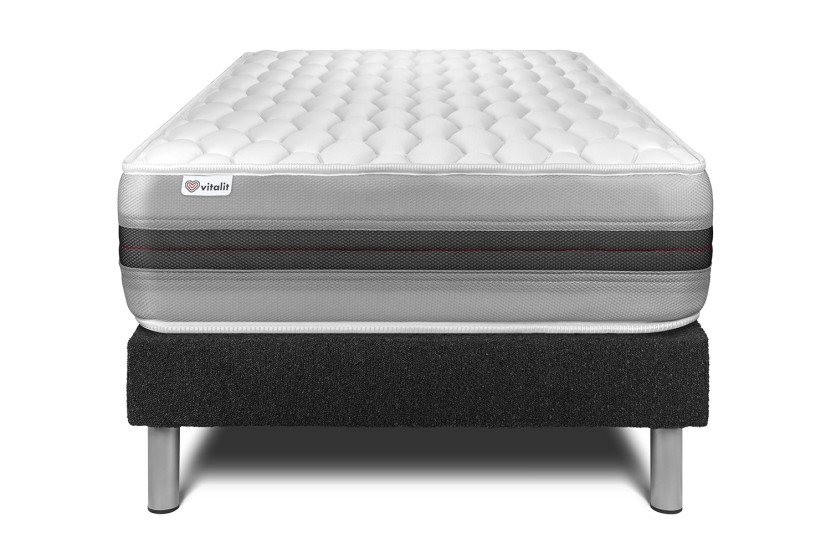 Ensemble Matelas Sommier 120x200 cm - Sommier Noir (en kit) - Vitalspring Recover