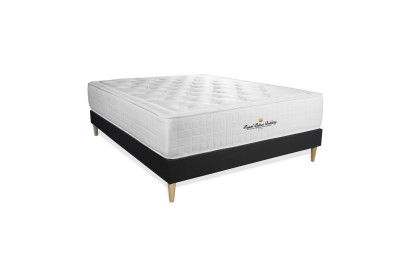 Ensemble Matelas Sommier 120x210 cm - Sommier Noir (en kit) - Buckingham