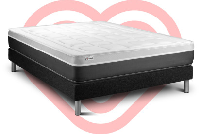 Ensemble Matelas Sommier 130x200 cm - Sommier Noir (en kit) - Vital Soft