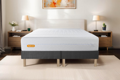 Ensemble Matelas Sommier 200x200 cm - 2 Sommiers Gris - Memo Bio