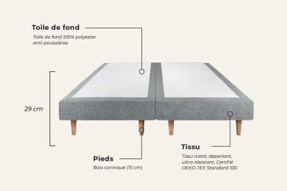 Ensemble Matelas Sommier 180x200 cm - Sommier Gris (déjà monté) - Windsor