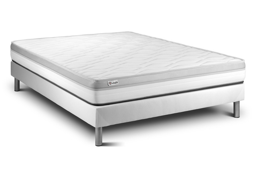Ensemble Matelas Sommier 180x220 cm - Sommier Blanc (en kit) - Vital Relax