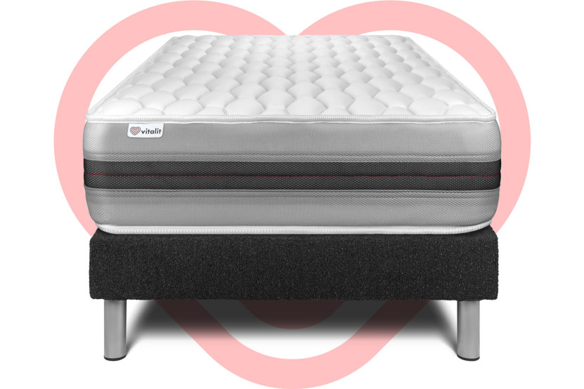 Ensemble Matelas Sommier 120x200 cm - Sommier Noir (en kit) - Vitalspring Recover