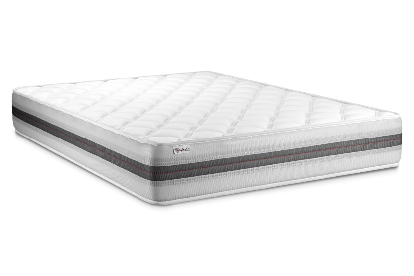 Ensemble Matelas Sommier 120x190 cm - Sommier Noir (en kit) - Vitalmemo Back