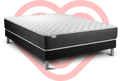 Ensemble Matelas Sommier 160x190 cm - Sommier Noir (en kit) - Vitalmemo One