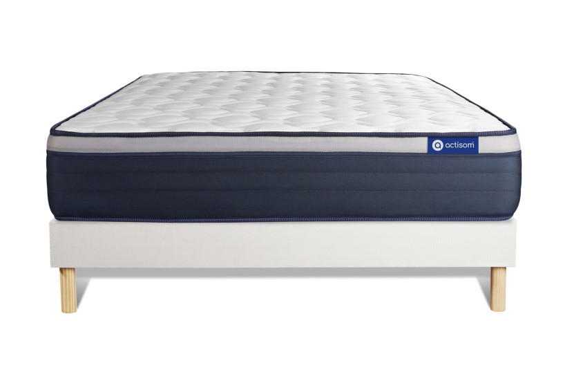 Ensemble Matelas Sommier 120x210 cm - Sommier Blanc (en kit) - Actimemo Max