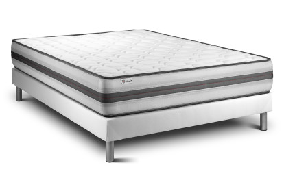 Ensemble Matelas Sommier 140x220 cm - Sommier Blanc (en kit) - Vitalpower Recover