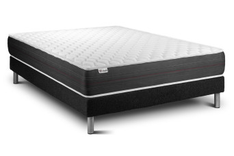Ensemble Matelas Sommier 140x220 cm - Sommier Noir (en kit) - Vitalspring