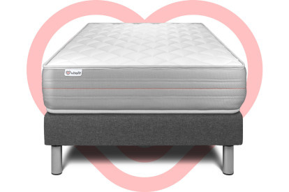 Ensemble Matelas Sommier 120x190 cm - Sommier Gris (en kit) - Vitalmemo