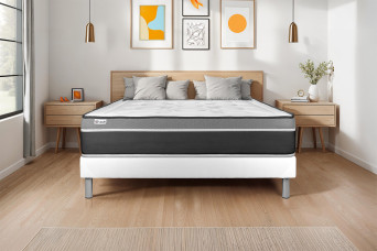 Ensemble Matelas Sommier 135x190 cm - Sommier Blanc (en kit) - Vital Care