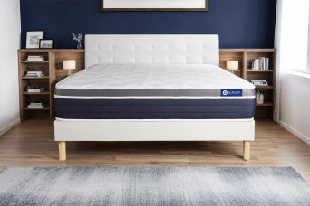 Ensemble Matelas Sommier 135x190 cm - Sommier Blanc (en kit) - Actiflex Confort
