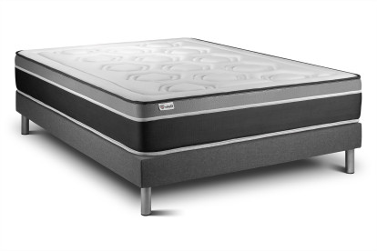Ensemble Matelas Sommier 150x190 cm - Sommier Gris (en kit) - Vital Care