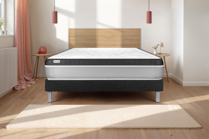 Ensemble Matelas Sommier 150x190 cm - Sommier Noir (en kit) - Vital Ergo