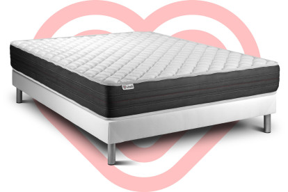 Ensemble Matelas Sommier 160x190 cm - Sommier Blanc (en kit) - Vitalmemo One