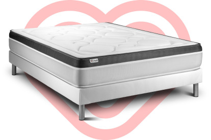 Ensemble Matelas Sommier 150x200 cm - Sommier Blanc (en kit) - Vital Ergo