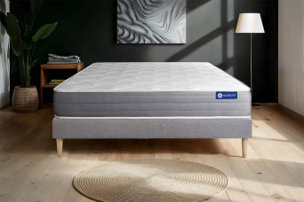 Ensemble Matelas Sommier 130x200 cm - Sommier Gris (en kit) - Actimemo Dream
