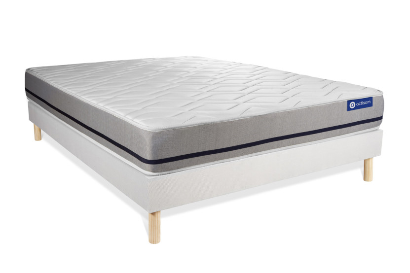 Ensemble Matelas Sommier 120x210 cm - Sommier Blanc (en kit) - Actimemo Soft