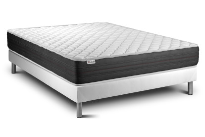 Ensemble Matelas Sommier 140x220 cm - Sommier Blanc (en kit) - Vitalmemo One