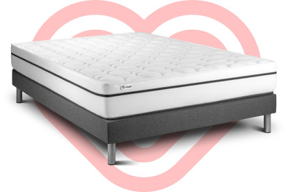 Ensemble Matelas Sommier 135x200 cm - Sommier Gris (en kit) - Vital Spa