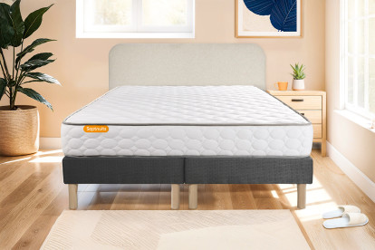 Ensemble Matelas Sommier 200x200 cm - 2 Sommiers Gris - Memo