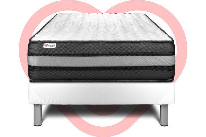 Ensemble Matelas Sommier 120x190 cm - Sommier Blanc (en kit) - Vital Power Zen