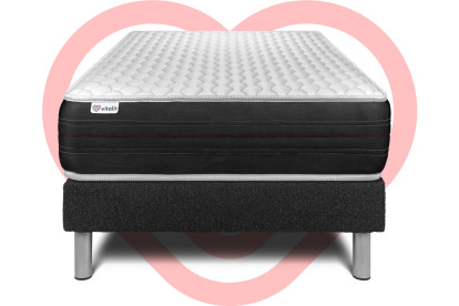 Ensemble Matelas Sommier 120x190 cm - Sommier Noir (en kit) - Vitalspring