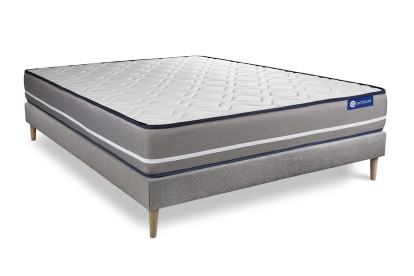 Ensemble Matelas Sommier 120x195 cm - Sommier Gris (en kit) - Actiflex Pur