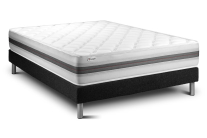 Ensemble Matelas Sommier 180x220 cm - Sommier Noir (en kit) - Vitalmemo Back
